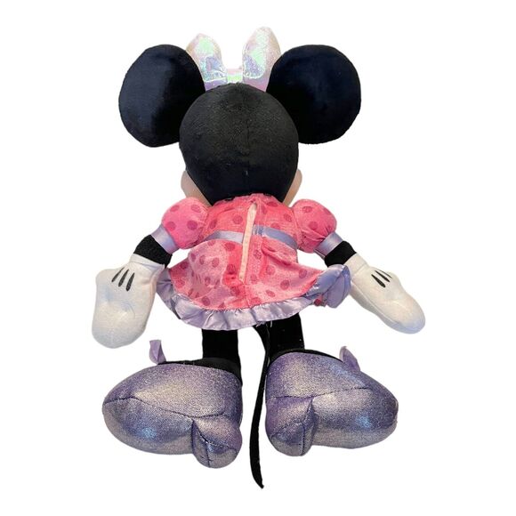 Disney 15" TALKING MINNIE MOUSE DOLL Iridescent Light Up Bow Purple Pink Plush! - Picture 2 of 5